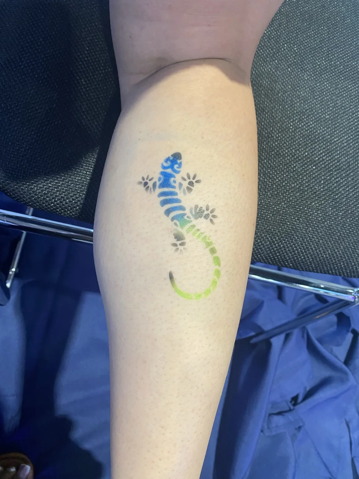 Colorful floral temporary airbrush tattoo at the Arista corporate event in Savannah, Georgia
